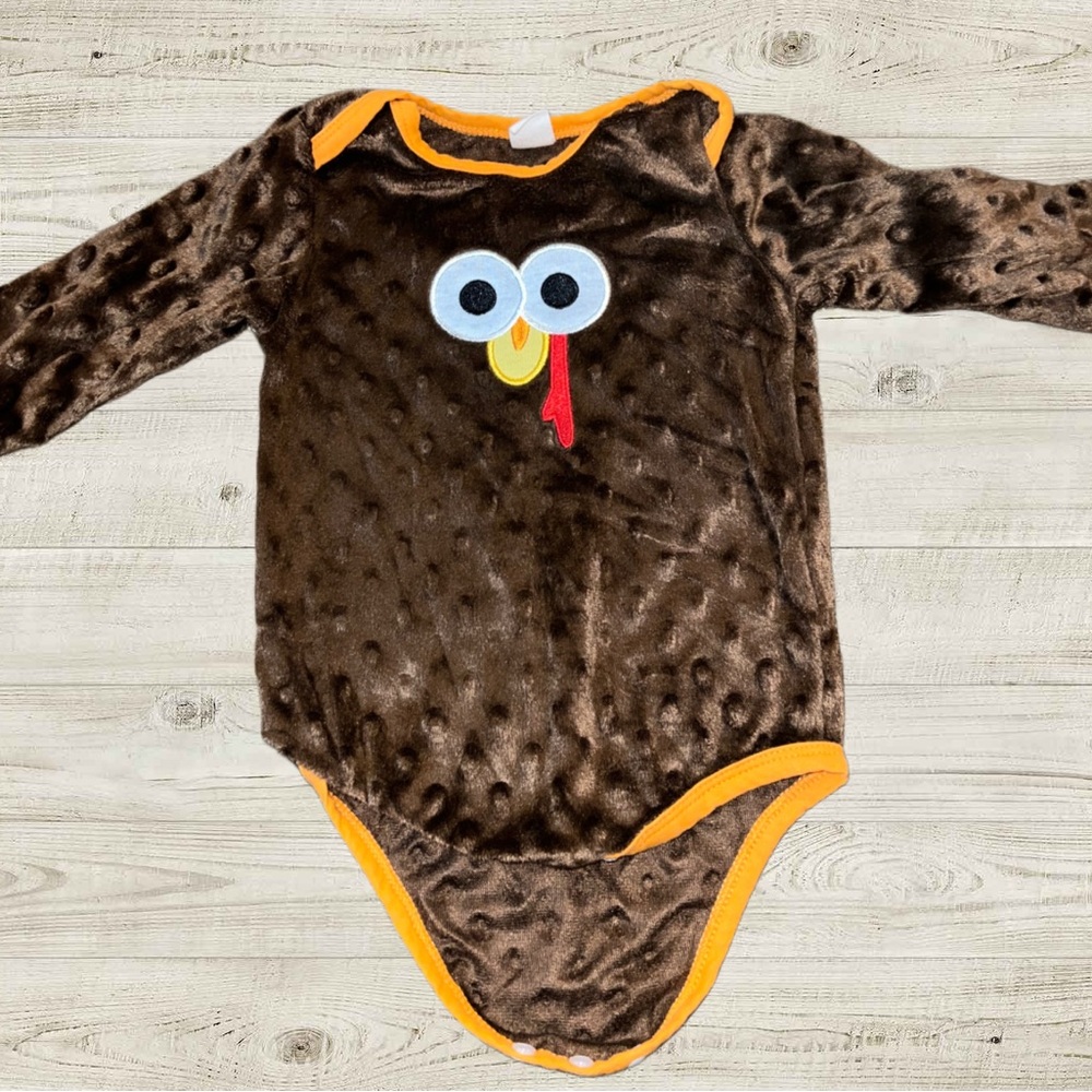 Brown Turkey-Themed Baby One Piece